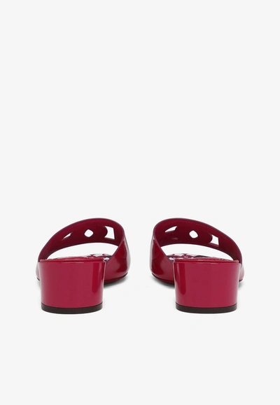 Dolce & Gabbana Dg Patent Leather Mules In Fuchsia