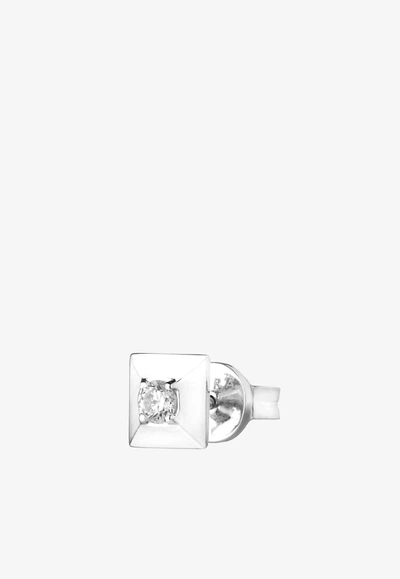 Shop Eéra Big Diamond Mini Single Stud Earring In 18-karat White Gold In Silver
