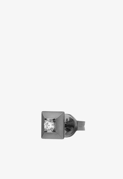Shop Eéra Big Diamond Mini Single Stud Earring In 18-karat White Gold In Gray