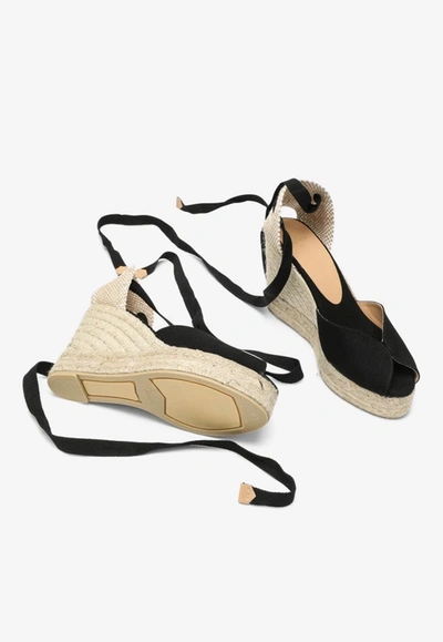 Shop Castaã±er Bilina 100 Raffia Wedge Sandals In Black