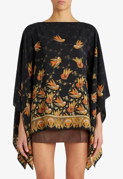 Etro Printed Silk Blouse In Black