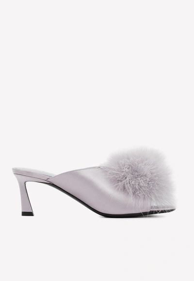 Shop Saint Laurent Blanco 60 Satin Sandals In Gray