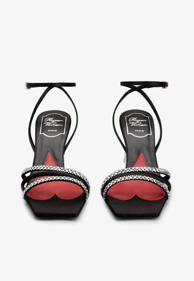 Shop Roger Vivier Bling Cube 75 Crystal Embellished Sandals In Black