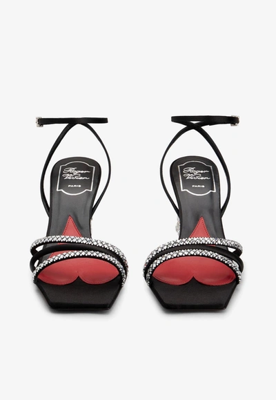 Roger Vivier Bling Cube 75 Crystal Embellished Sandals In Black