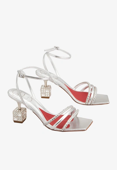 ROGER VIVIER BLING CUBE 75 CRYSTAL EMBELLISHED SANDALS 