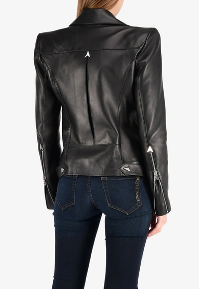 Mugler Blouson Leather Jacket In Black