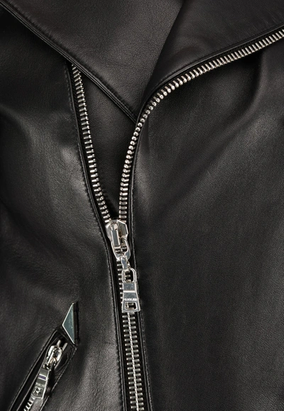 Mugler Blouson Leather Jacket In Black