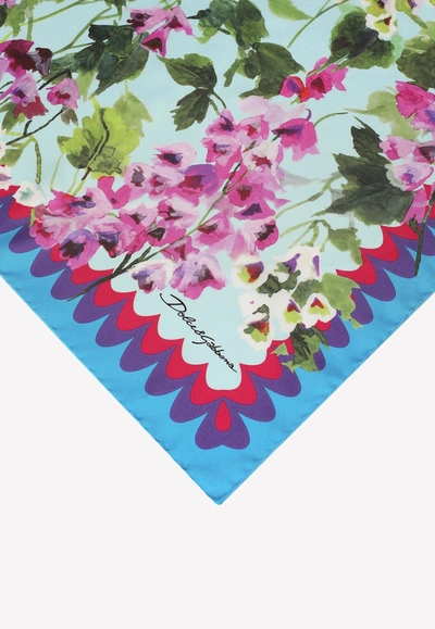 Dolce & Gabbana Bluebell-print Twill Scarf (70 X 70) In Blue