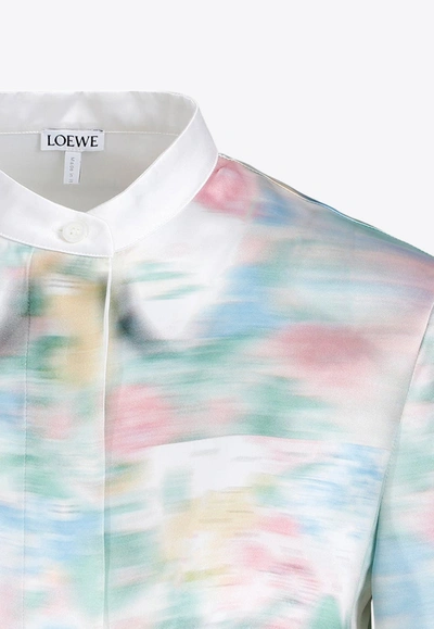 Shop Loewe Blurred Print Long-sleeved Shirt In White