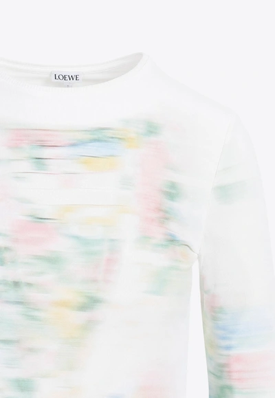Shop Loewe Blurred Print Long-sleeved Top In White