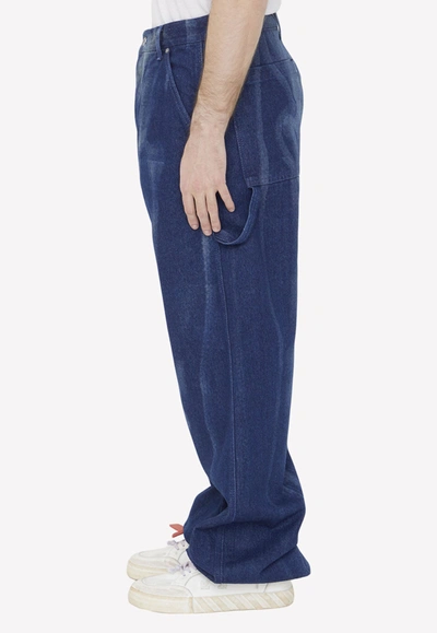 Shop Off-white Body Scan Baggy Jeans In Blue