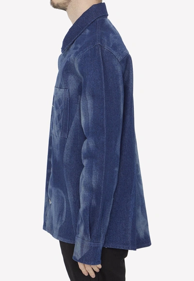 Shop Off-white Body Scan Denim Shirt In Blue