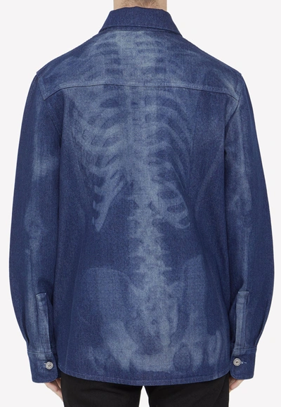 Shop Off-white Body Scan Denim Shirt In Blue