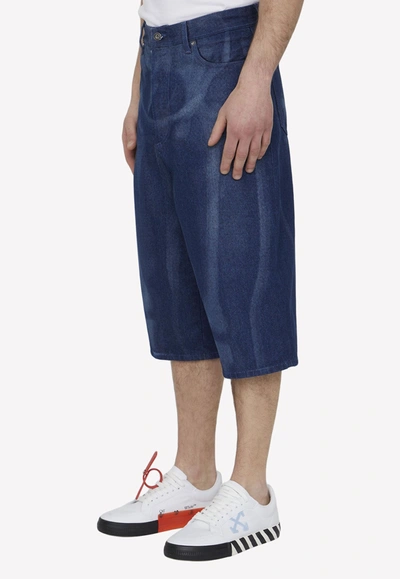 Shop Off-white Body Scan Denim Shorts In Blue