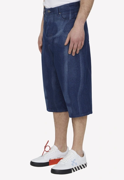 Off-white Skeleton Denim Bermuda Shorts In Blue