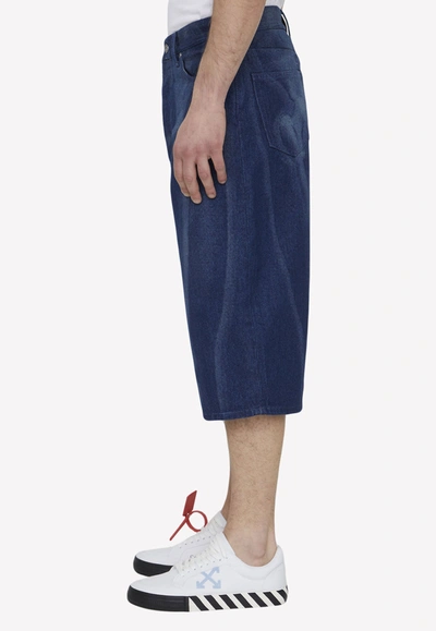 Off-white Skeleton Denim Bermuda Shorts In Blue