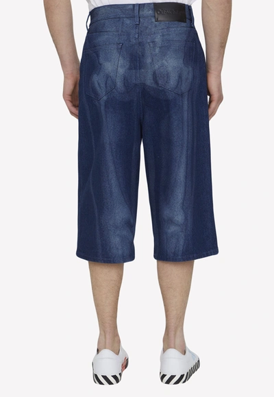 Shop Off-white Body Scan Denim Shorts In Blue