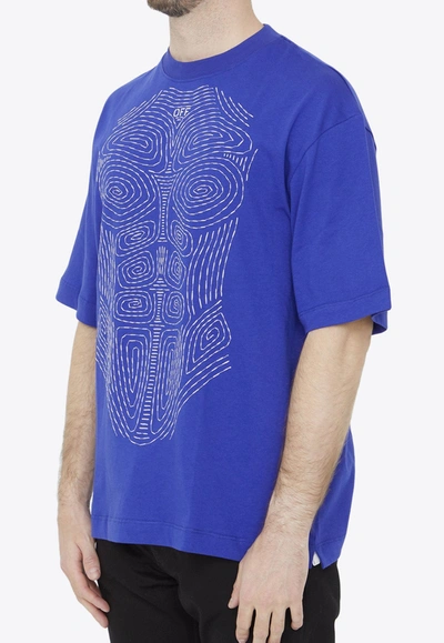 Shop Off-white Body Stitch Skate Embroidered T-shirt In Blue