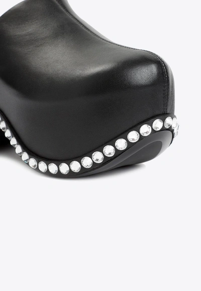 Shop Area X Sergio Rossi Bomb 75 Crystal-embellished Clogs In Leather In Black