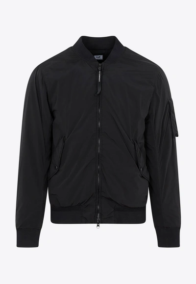 Shop C.p. Company Bomber Zip-up Jacket In Black