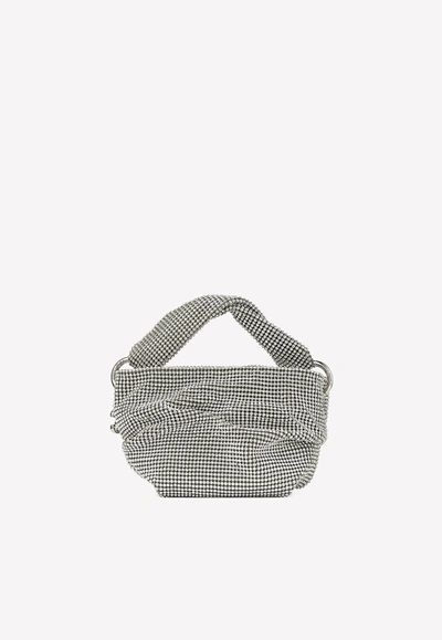 Shop Jimmy Choo Bonny Crystal Mesh Top Handle Bag In Silver