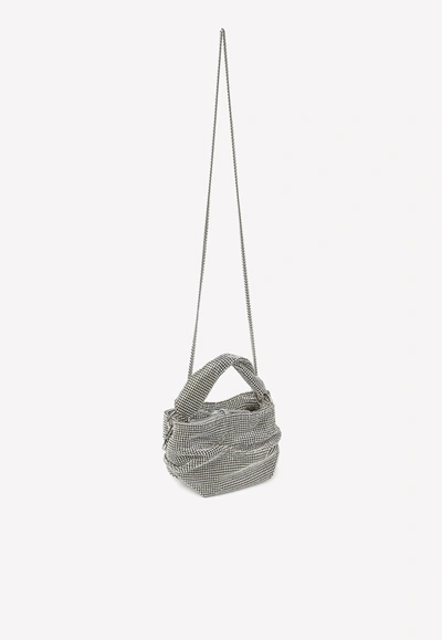Jimmy Choo Bonny Crystal Mesh Crossbody Bag In Silver