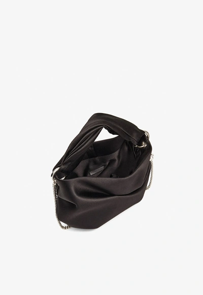 Shop Jimmy Choo Bonny Twisted Satin Top Handle Bag In Black