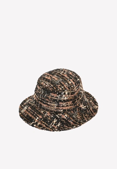 Shop Dolce & Gabbana Bouclé Bucket Hat In Brown