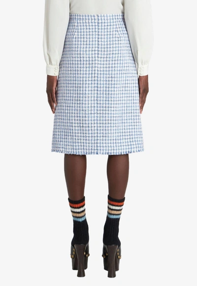 Etro Tweed Sheath Midi Skirt In Blue