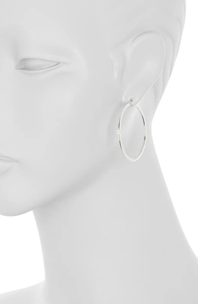 Shop Nadri Zoe Cubic Zirconia Medium Hoop Earrings In Rhodium