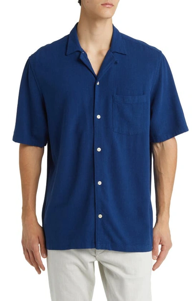 Shop Allsaints Cudi Short Sleeve Button-up Camp Shirt In Saffire Blue