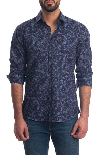 Shop Jared Lang Floral Button-up Shirt In Blue Print