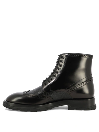 Shop Alexander Mcqueen Alexander Mc Queen Textured Lace Up Boots