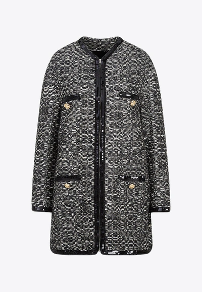 Shop Giambattista Valli Bouclé Tweed Coat In Black