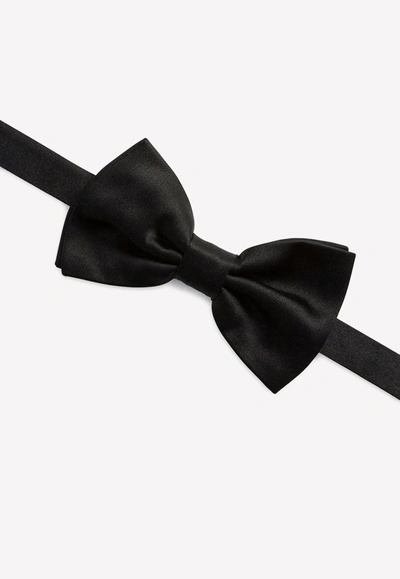 Shop Dolce & Gabbana Bow Tie In Silk In Black