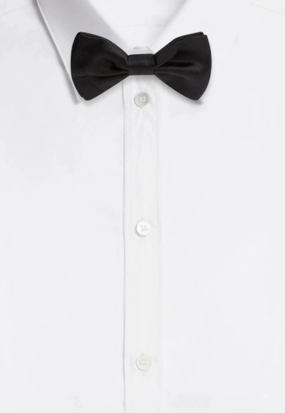 Shop Dolce & Gabbana Bow Tie In Silk In Black