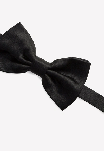 Shop Dolce & Gabbana Bow Tie In Silk In Black
