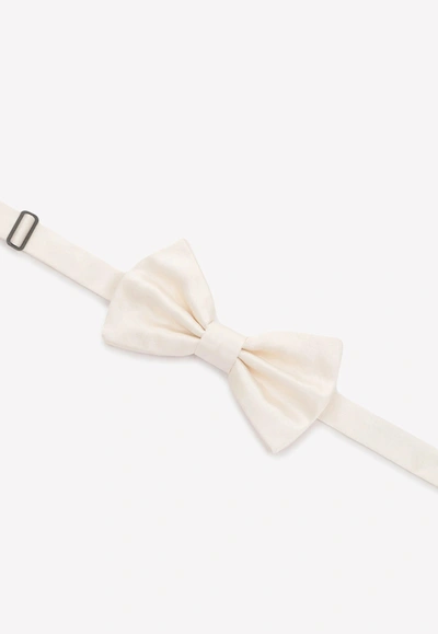 Shop Dolce & Gabbana Bow Tie In Silk In White