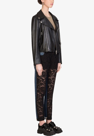 Dolce & Gabbana Boyfriend Jeans In Denim And Lace In Black