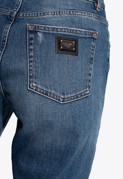 Shop Dolce & Gabbana Boyfriend Ripped Jeans In Blue