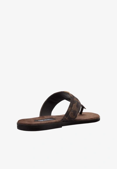 Shop Tom Ford Brighton Tf Logo Suede Sandals In Brown