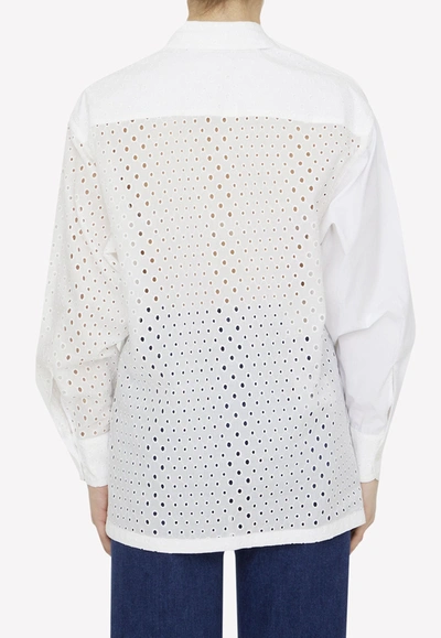 Shop Kenzo Broderie Anglaise Long-sleeved Shirt In White