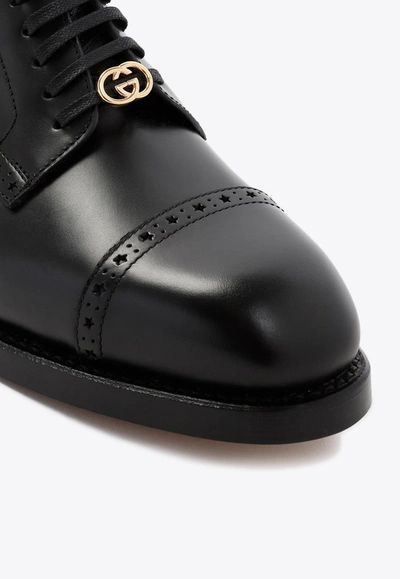 Shop Gucci Brogue Lace-up Shoes In Black