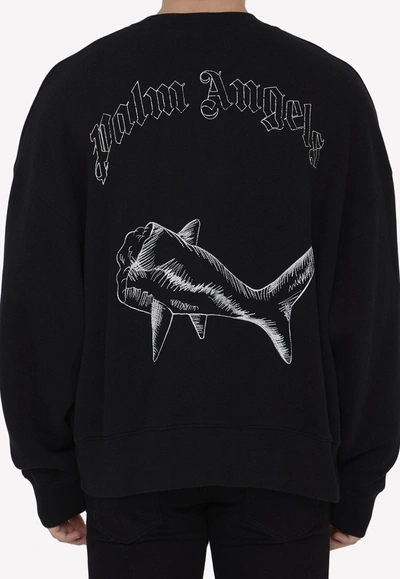 Shop Palm Angels Broken Shark Print Sweatshirt In Black