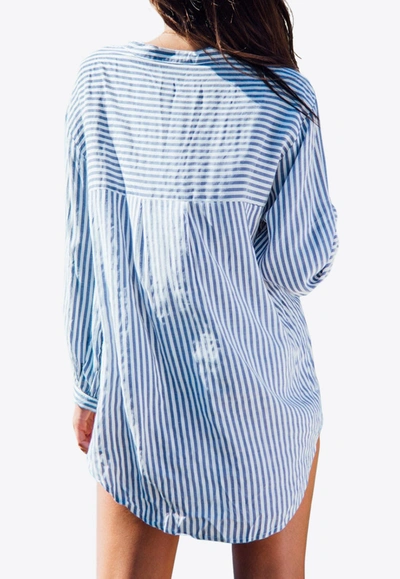 Shop Les Canebiers Brouis Oversized Stripe Shirt In Navy