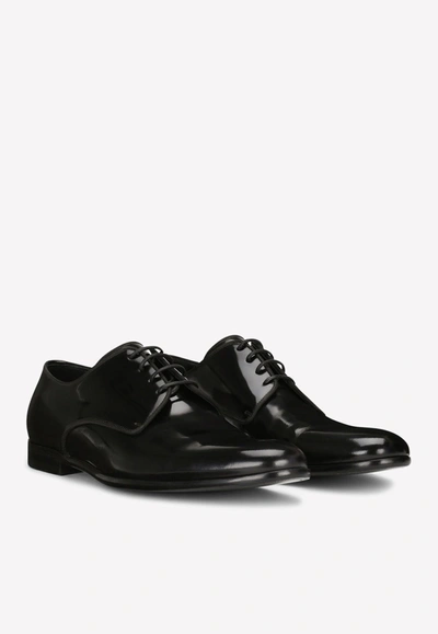 Dolce & Gabbana Calfskin Derby Shoes In Black