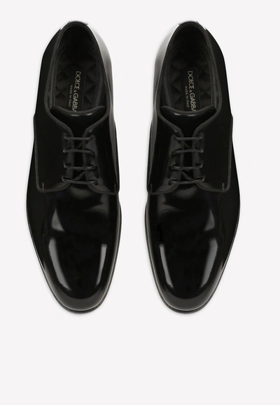 Shop Dolce & Gabbana Brushed Calfskin Derby Shoes In Black