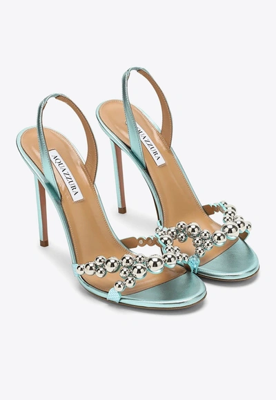 Shop Aquazzura Bubbles 105 Slingback Sandals In Light Blue