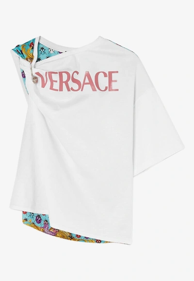 Shop Versace Butterflies Logo Print T-shirt In White