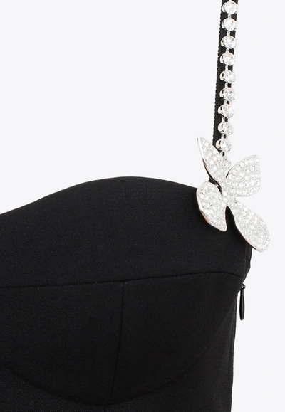Shop Area Butterfly Crystal-embellished Mini Dress In Black